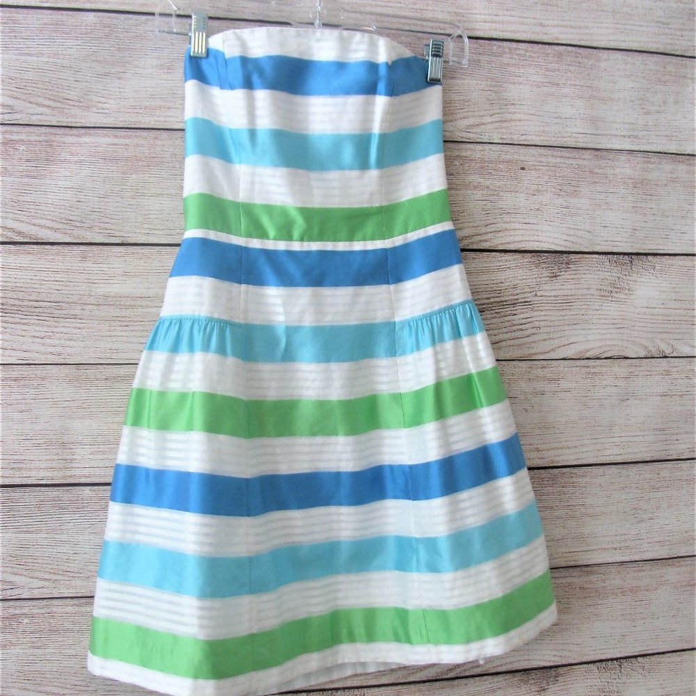 Lilly Pulitzer Jordan Corded Silk Organza Stripe Strapless Dress - Picture 8 of 8
